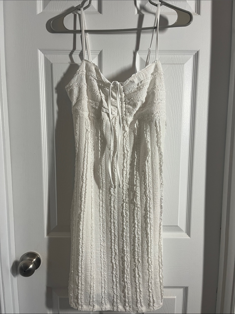 Madden Girl White Lace Tie-Front Mini Dress